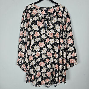 Torrid Womens Floral Dark Cottagecore Top 3X Black Romantic Feminine Bloomcore
